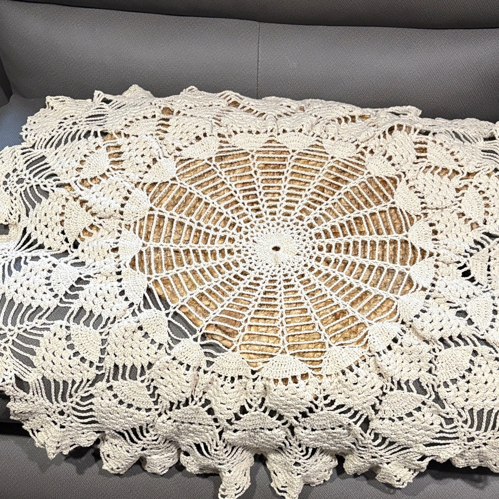 Handmade Crochet Round Lace table scarf
